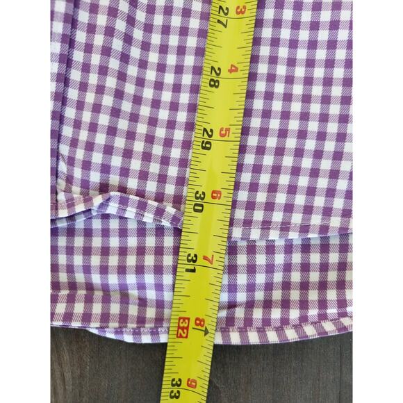Peter Millar Mens Medium Shirt Purple Gingham Check Long Sleeve Button-Up Cotton - Picture 8 of 8
